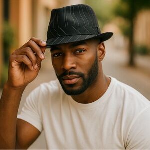 Peter Grimm Cotton Blend Pinstripe Fedora. Size S/M.